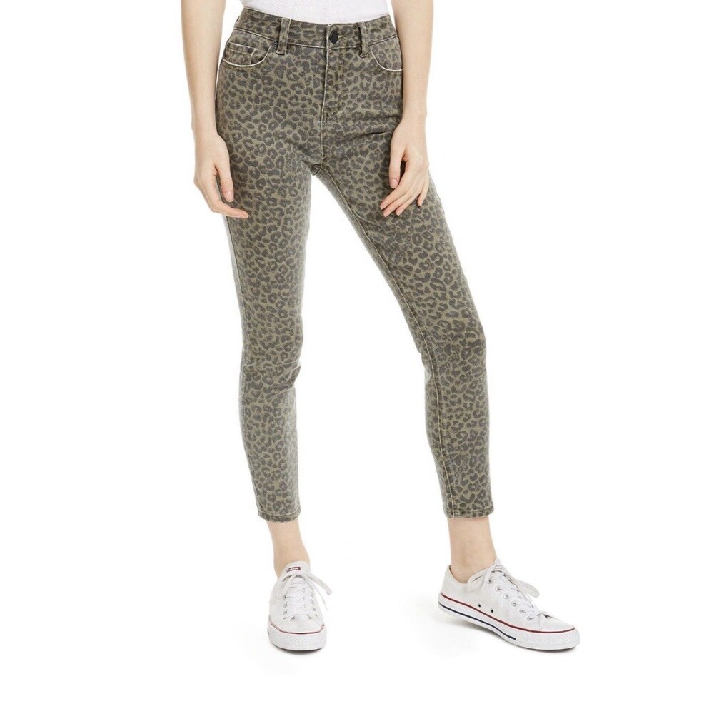 Indigo Rein Jeans Cheetah Print Ankle High-Rise Cropped Skinny  NWT Size 1